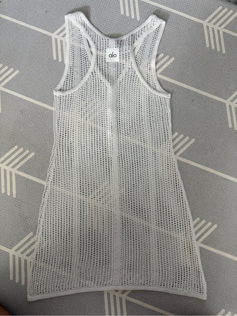 Alo White Mesh Racerback Dress/Swim cover